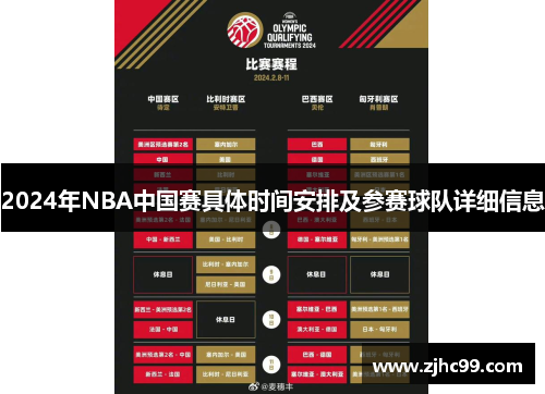 2024年NBA中国赛具体时间安排及参赛球队详细信息